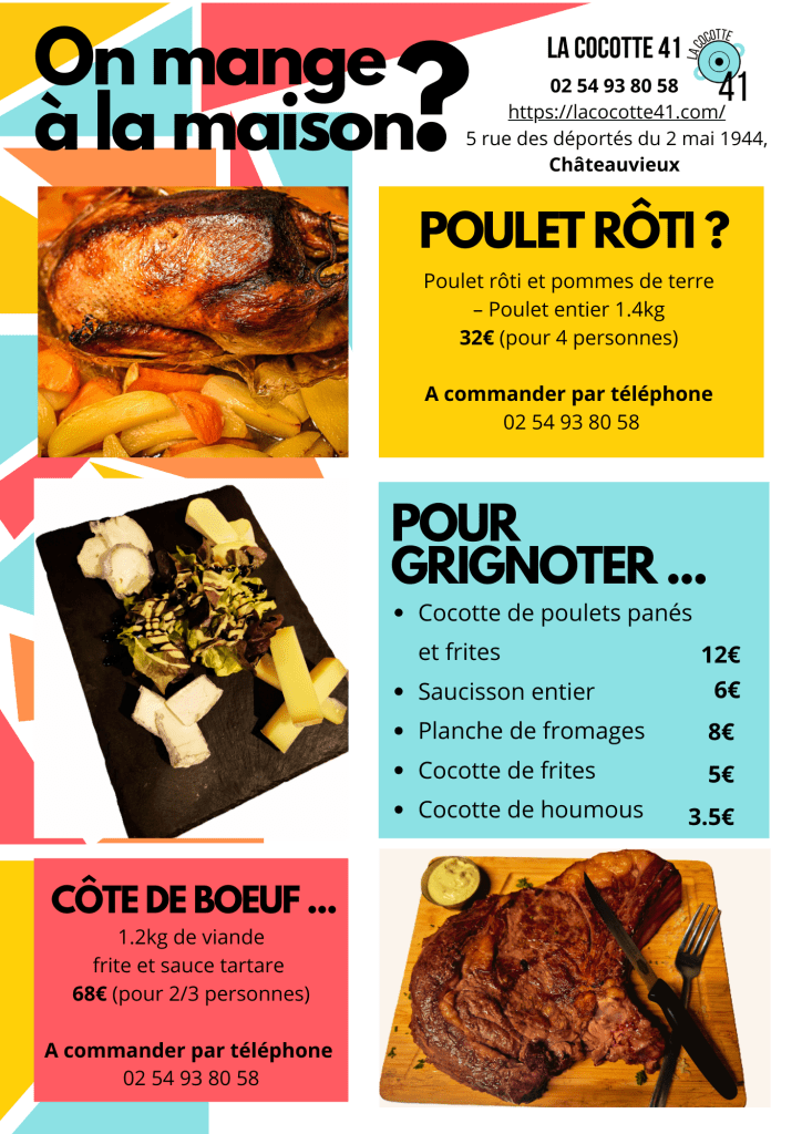 Carte formules à emporter 